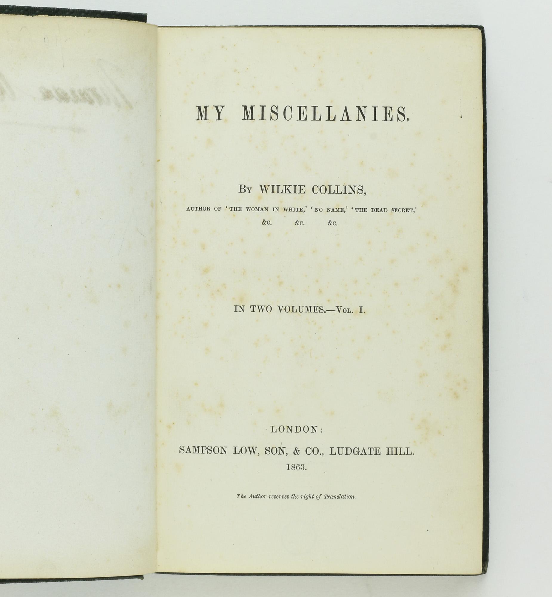 My Miscellanies by COLLINS, Wilkie - Jonkers Rare Books